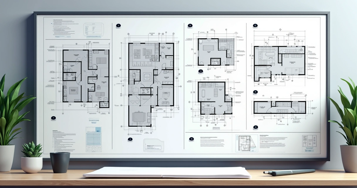 Prancha técnica detalhada para arquitetura em vetor 