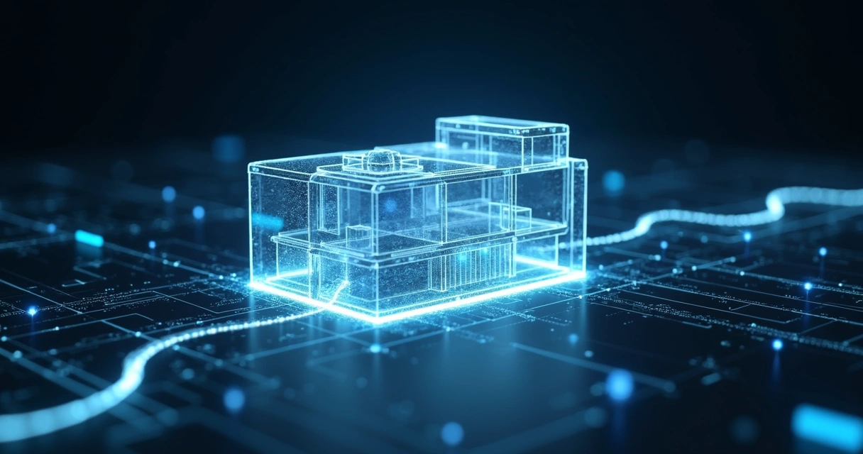 Inteligência artificial processando um render 3D de arquitetura 
