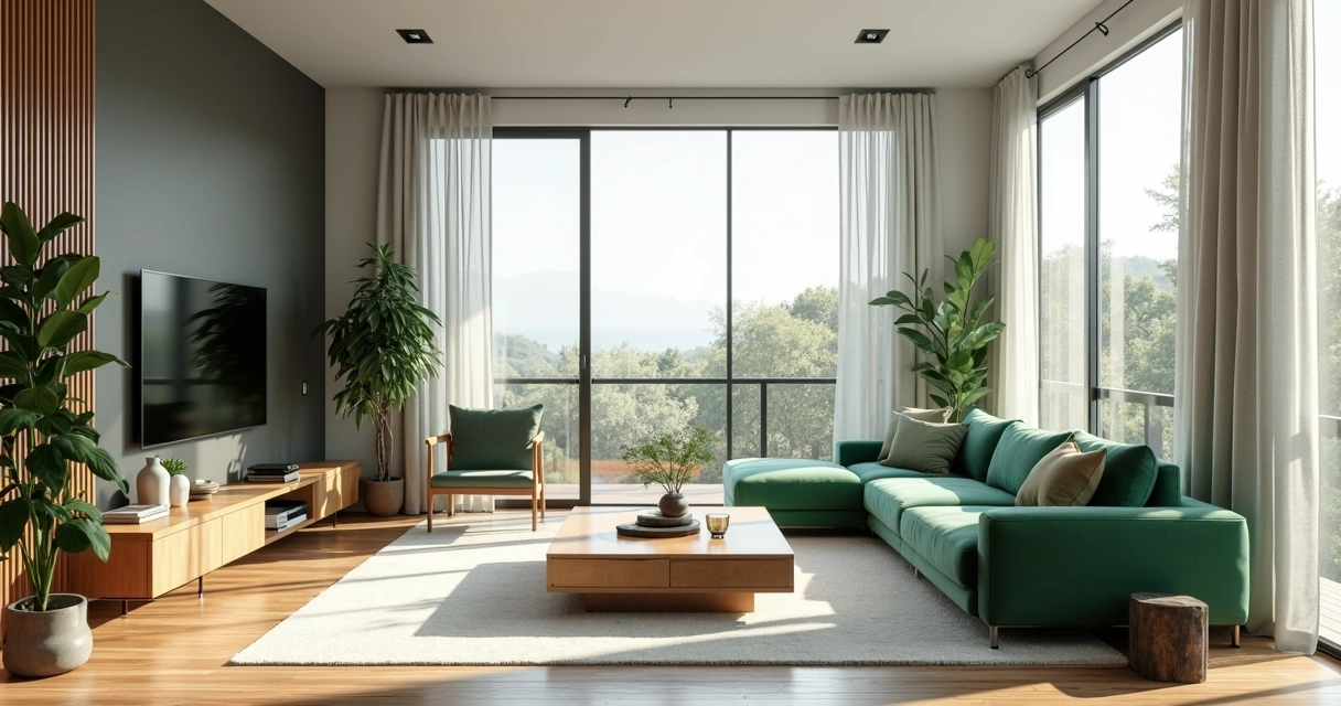 Render 3D sala de estar após prompt arquitetônico 