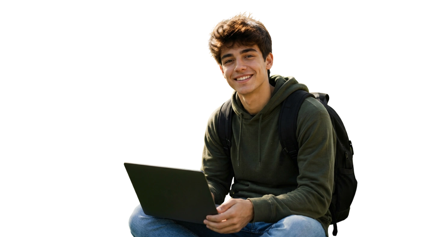 Estudante pronto para o mercado com o Redraw